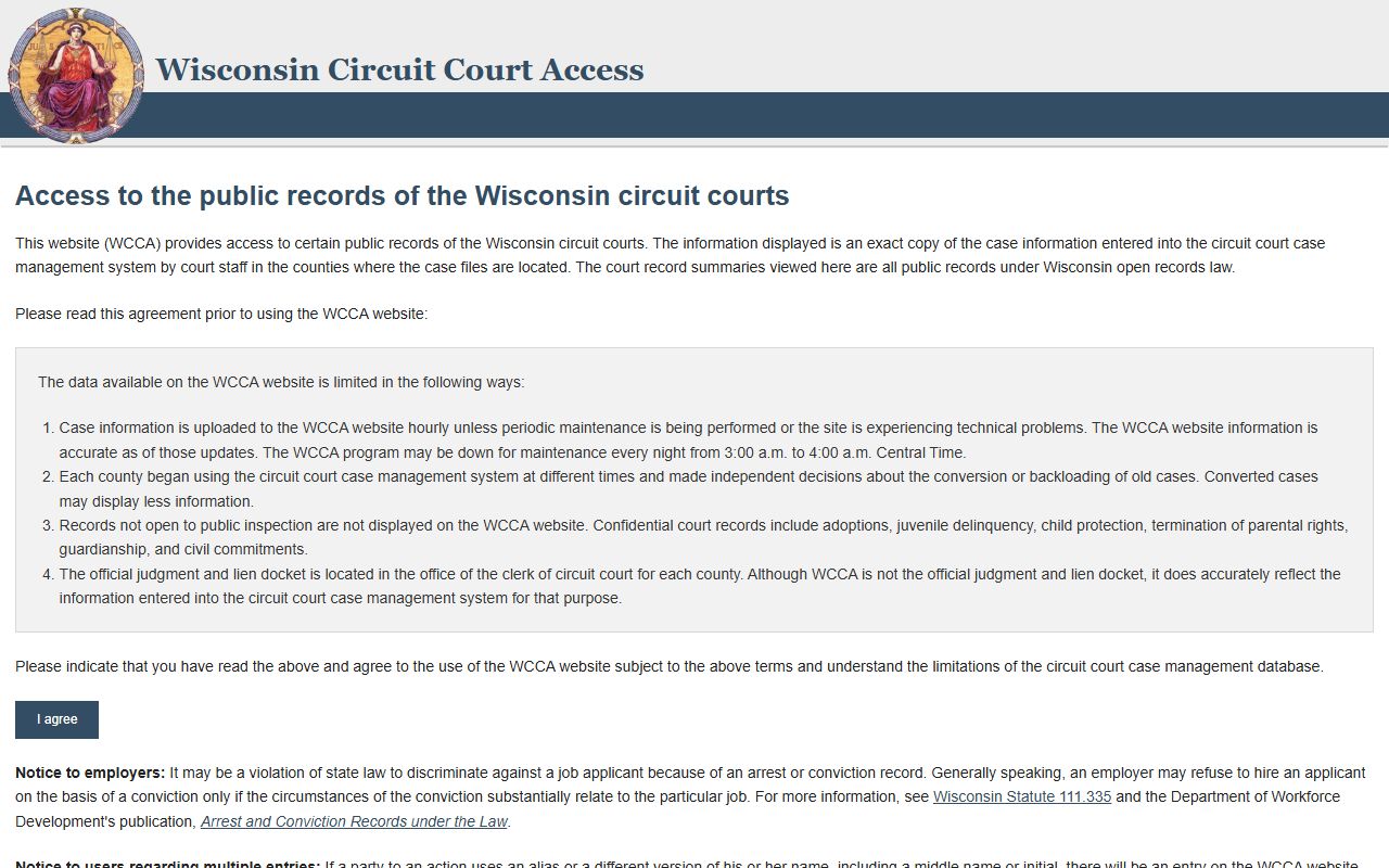 Walworth County court records after arrest WCCA search portal
